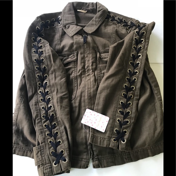 Free People Faye Military Jacket- Moss Color - Picture 6 of 8